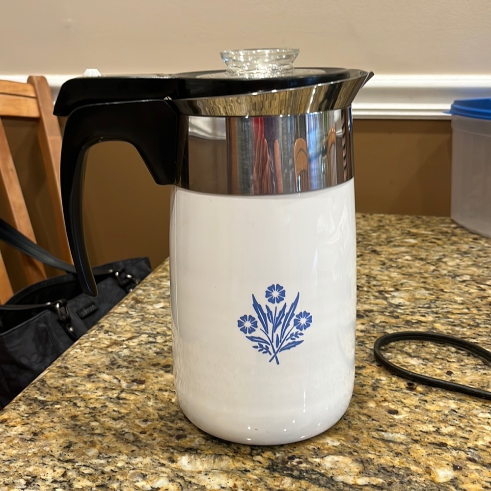Cornflower, blue corning, ware, electric coffee pot 12 cup